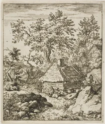 Landschaft mit Mühlstein