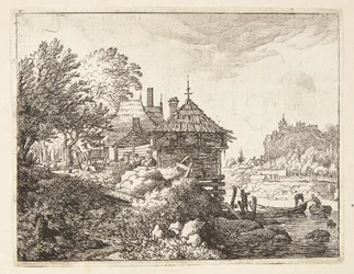 Zwei Boote legen an einer Hütte an