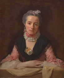 Dame in einem rosa Seidenkleid
