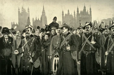 Londons Antwort - Die City Imperial Volunteers überqueren die Westminster Bridge, 1900