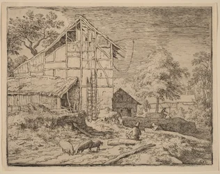 Hütte mit zwei Leitern