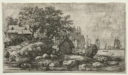 Acht Landschaften: Landschaft mit zwei leeren Booten