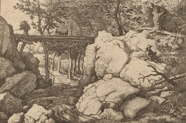 Ziege auf einer kleinen Brücke