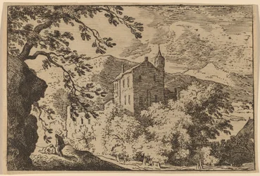 Großes Haus mit einem Turm, wahrscheinlich ca. 1645-1656