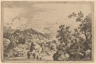 Großer Felsen, der aus einem Fluss ragt