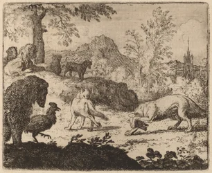 Reineke blendet den Wolf auf einem Auge