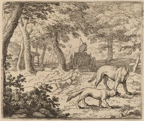 Reineke und der Wolf vor dem Fischwagen