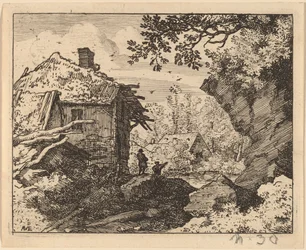 Strohhütte von hinten gesehen, wahrscheinlich um 1645-1656