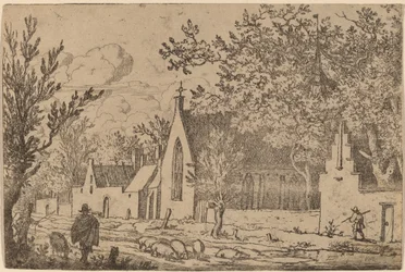 Schweinehirt in der Nähe einer Kapelle, wahrscheinlich ca. 1645-1656
