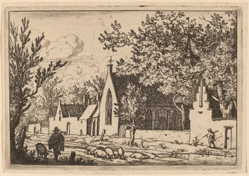 Schweinehirt in der Nähe einer Kapelle, wahrscheinlich ca. 1645-1656