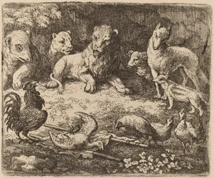 Der Hahn greift Reynard an