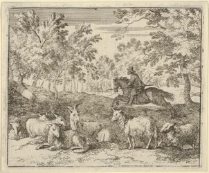 Der Hirte zu Pferd jagt den Hirsch