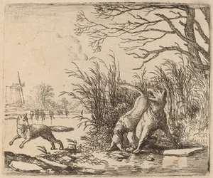 Die Wölfe auf dem Eis, wahrscheinlich ca. 1645-1656