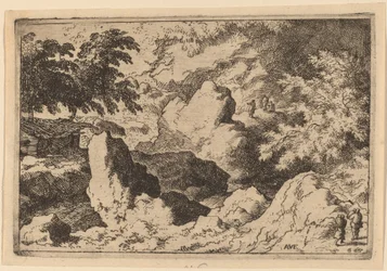Drei Männer auf einem Felsen, wahrscheinlich ca. 1645-1656