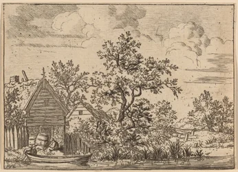 Zwei Fässer vor einem Cottage