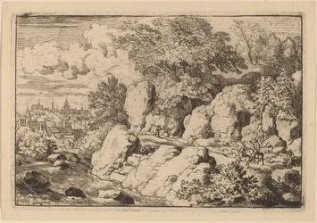 Zwei Reiter auf einem felsigen Pfad, wahrscheinlich ca. 1645-1656
