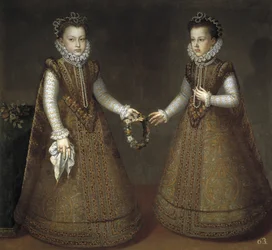 Die Infantinnen Isabel Clara Eugenia 1566-1633 und Catherine Michelle von Spanien 1567-1597, ca. 1575