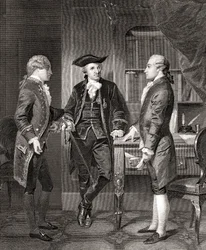 Johann Henry Jules Alexandre von Robaii, Baron de Kalb stellt Lafayette Silas Deane vor, aus Life and Times of Washington, Band 1, veröffentlicht 1857