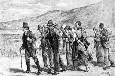 Irische Erntearbeiter auf dem Weg nach England, 1881