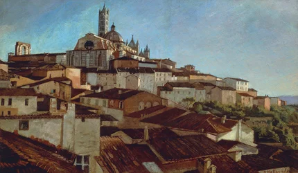 Siena, von Alfonso Hollaender, Öl auf Leinwand auf Karton, 31x51,5 cm