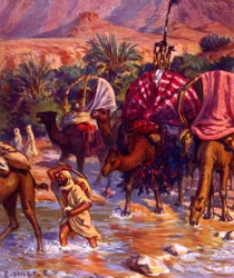 Gruppe arabischer Nomaden in der Wüste