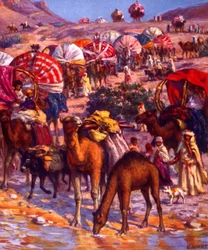 Gruppe arabischer Nomaden in der Wüste