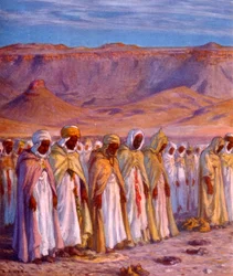 Illustration von muslimischen arabischen Pilgern auf dem Weg nach Mekka, von Nasreddine Dinet (Alphonse-Étienne Dinet)
