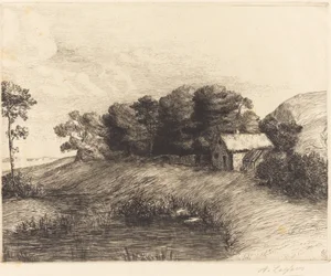 Landschaft mit Teich