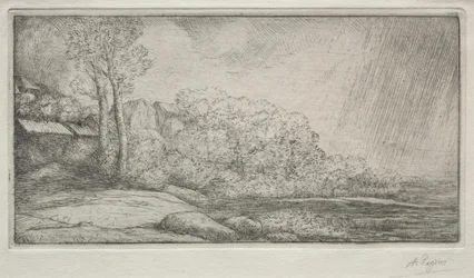 Landschaft mit zwei Bäumen