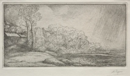 Landschaft mit zwei Bäumen