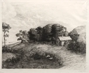 Landschaft mit einem Teich