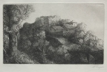 Landschaft mit Gebäuden