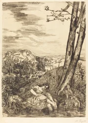 Bäuerin wäscht ihre Füße, 1860