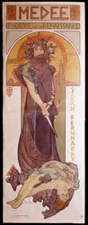 Plakat für „Médée“, aufgeführt von Henriette Rosine Bernard, genannt Sarah Bernhardt (1844-1923), am Théâtre de la Renaissance. Illustration von Alphonse Mucha (1860-1939), Paris, Musée des Arts Décoratifs