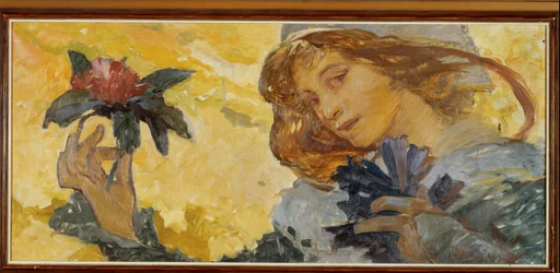 Frau mit Rose