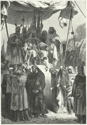 Saladin beobachtet gefangene Christen nach der Eroberung Jerusalems