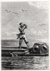 Kapitän Nemo auf dem Nautilus, aus 