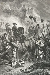 Massaker an den Waldensern im Luberon 1545 durch Antoine Escalin des Almars (Gravur)