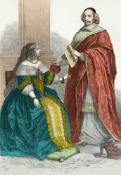 Porträt von Anne von Österreich und Kardinal Mazarin (Gravur)