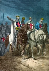 Porträts von Godefroy de Bouillon, Bohemond von Tarent, Raimund IV. von Toulouse und Tancred von Hauteville
