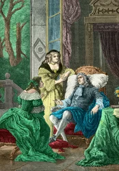 Der Herzog von La Rochefoucauld im Gespräch mit Madame de Sevigne und Madame de La Fayette