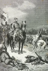 Wilhelm der Eroberer landet 1066 in Pevensey (Gravur)