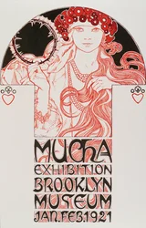 Werbeplakat von Alphonse Mucha für die Mucha-Ausstellung im Brooklyn Museum, New York, 1921