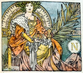 Illustration von Alphonse Mucha aus "Clio", einem Werk des französischen Autors Anatole France. 1900