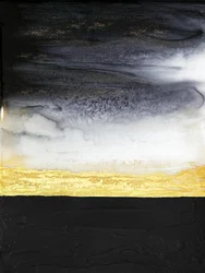 Abstrakter schwarz-goldener Fluss