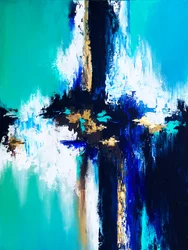 Lebhaftes Blau Gold Abstrakt