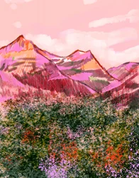 Lebhafte Rosa Berge