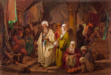 Der große Basar - Amedeo Preziosi, Aquarell auf Papier - Pera Museum, Istanbul
