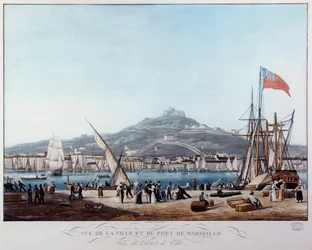 Ansicht des Hafens von Marseille während der Restauration