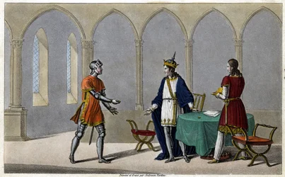 Childerich I. hatte vor seiner Abreise aus Frankreich die Hälfte eines Goldstücks genommen, die andere Hälfte hatte er Guyeman gegeben. Etwa sechs bis acht Jahre später, als Guyeman sah, dass die Geister zugunsten von Childerich zurückkehrten, sandte er ih